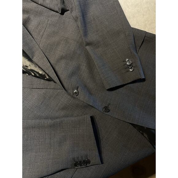 Lands End 46R 44x29 Gray Micro Houndstooth Men's 2-Piece Suit Stretch - Picture 8 of 16